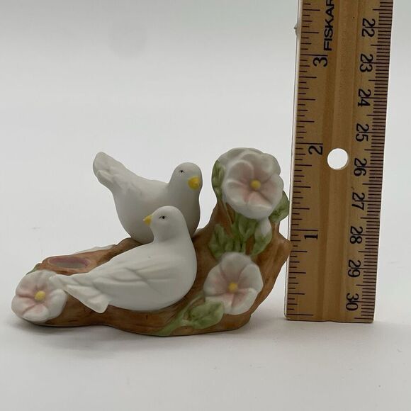 Vintage Avon 1985 Dove Pair On Flowered Branch Porcelain Candle Holder Figurine - Picture 8 of 12